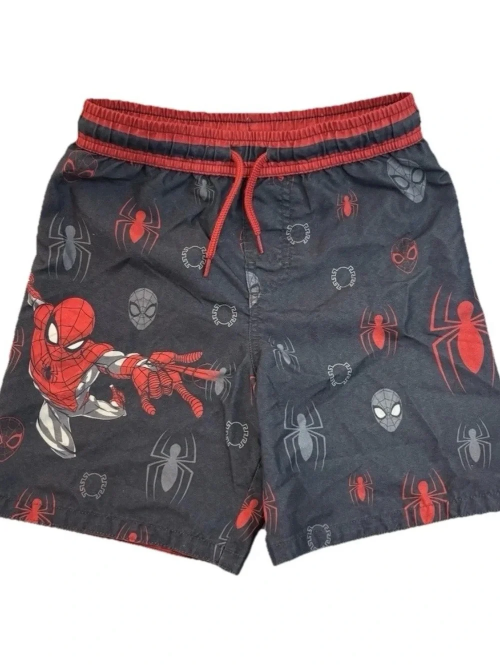 Marvel Spider-Man Boys Swim Set Size 7 Shirt & Swim Trunks Gray Red 2-Piece